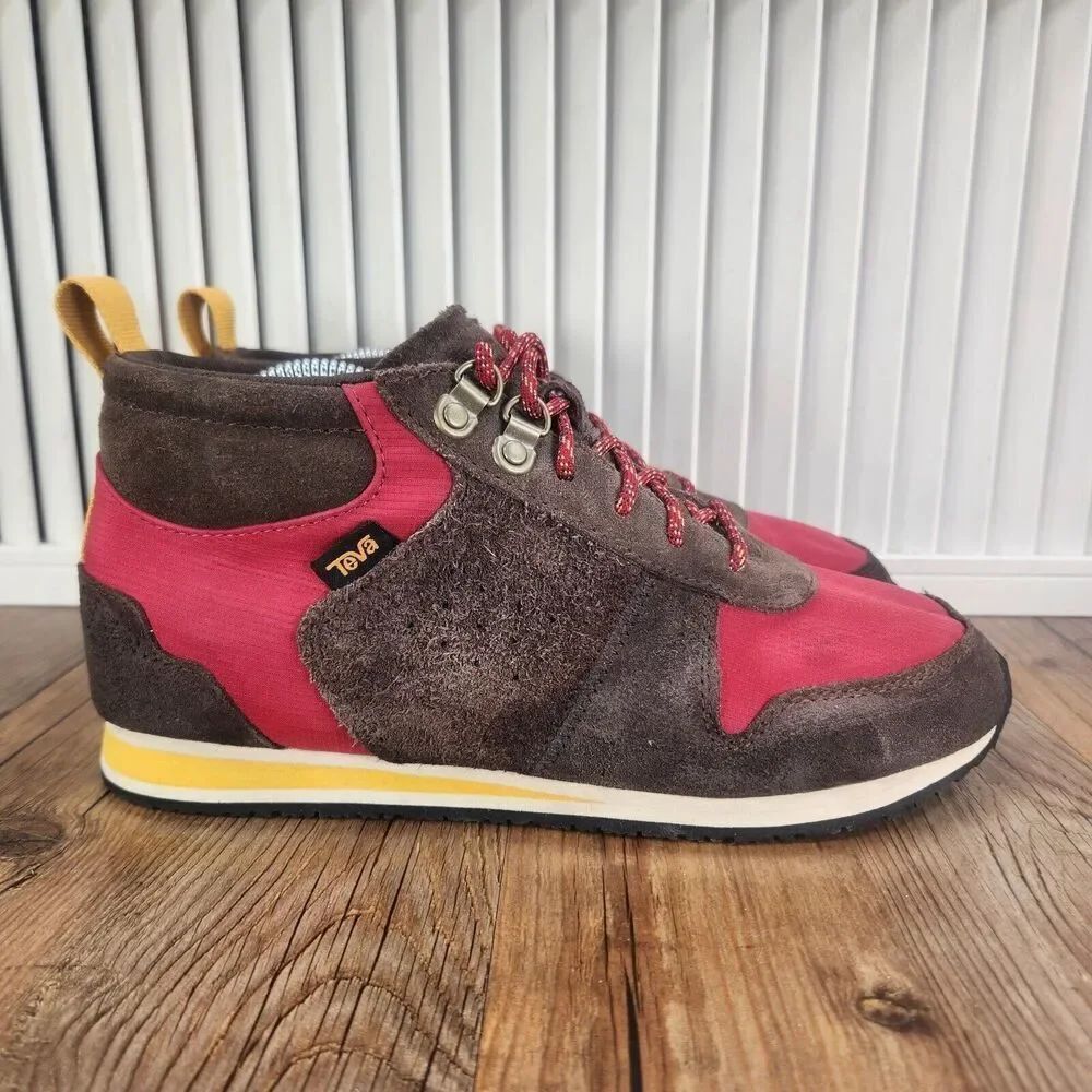 Teva Highside '84 Mid Casual Boots Womens Sz 10 Brown Red Suede Retro Ankle Boho